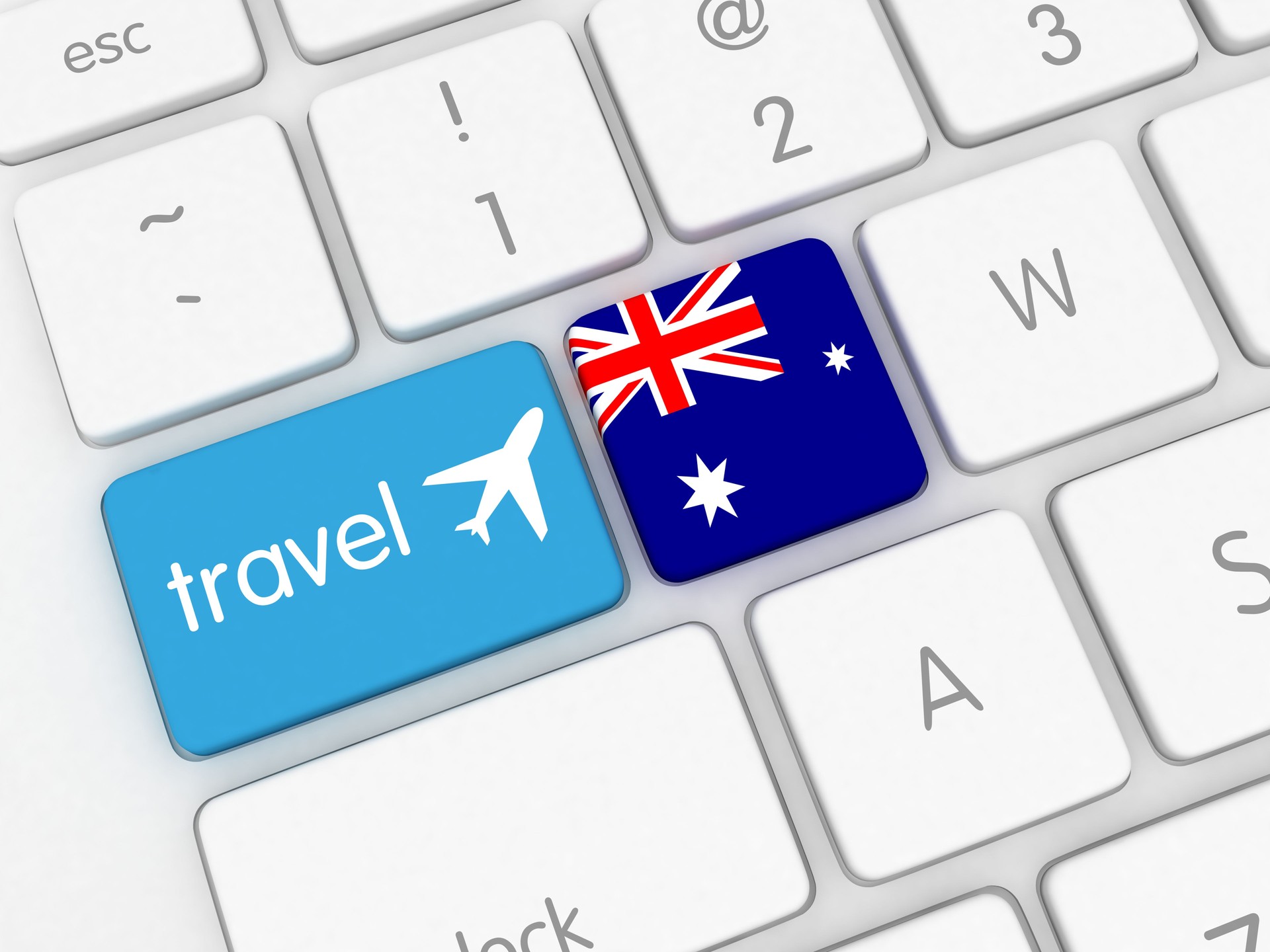 Australia flag travel vacation airplane flight online reservation