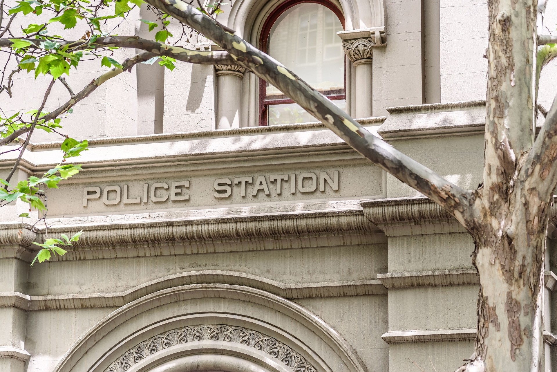 The front entrance to an old disused Police Station