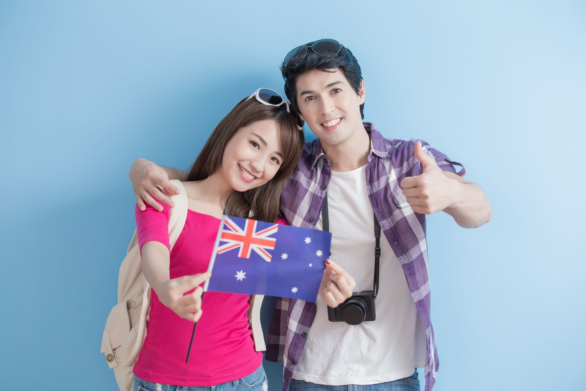 young couple take australian lag